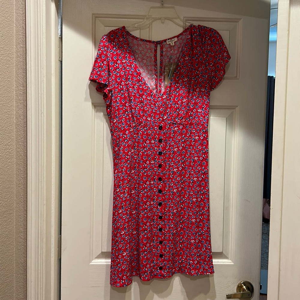 Stitch Fix, brand Mason & Belle red summer floral skater dress,  nwt med